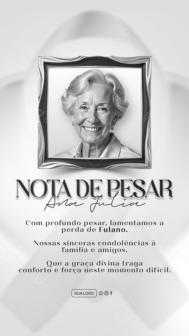 Story Nota de Pesar Social Media PSD Editável