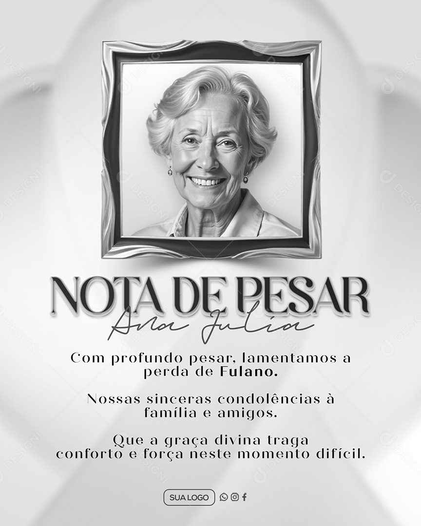 Nota de Pesar Social Media PSD Editável