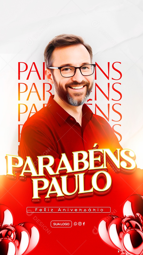 Story Feliz Aniversário Parabéns Paulo Social Media PSD Editável
