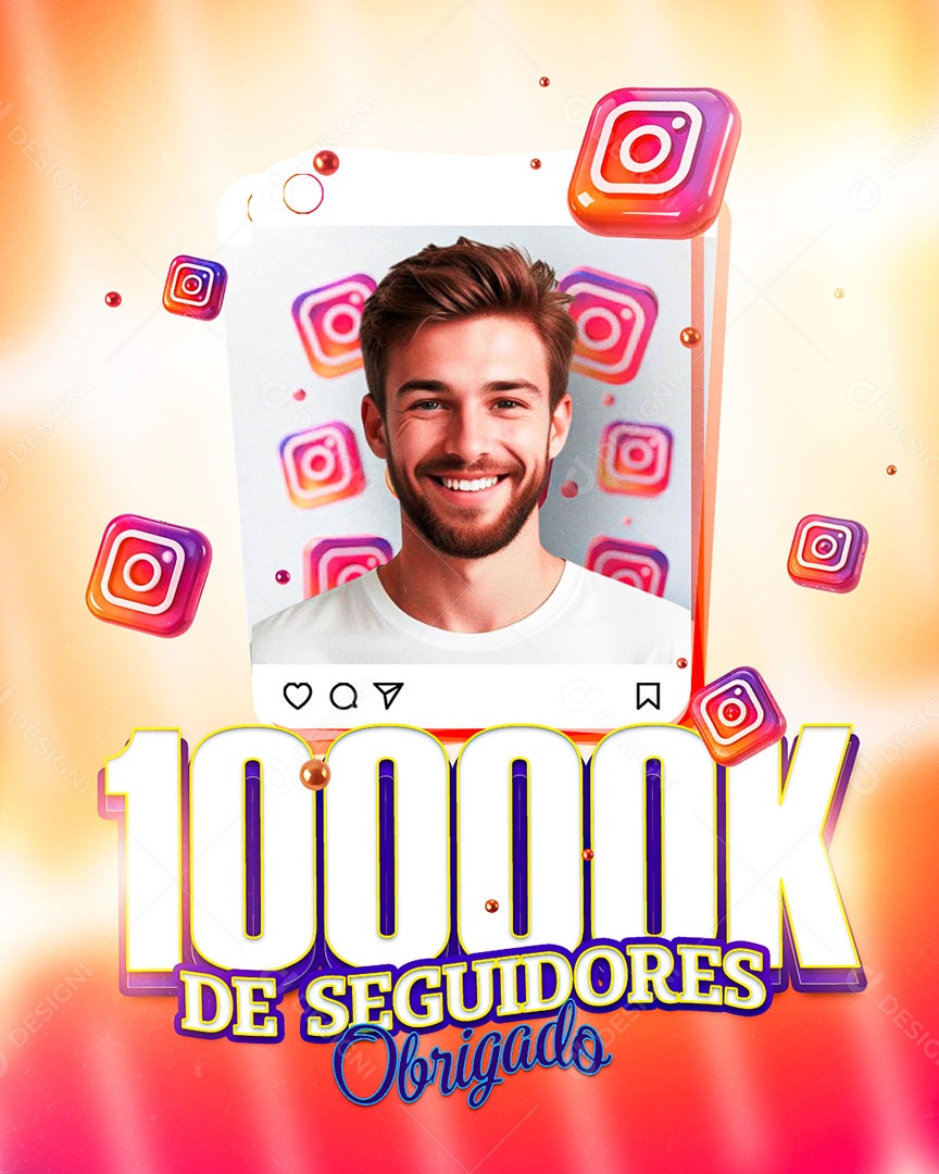 Obrigado Somos 10K de Seguidores Social Media PSD Editável