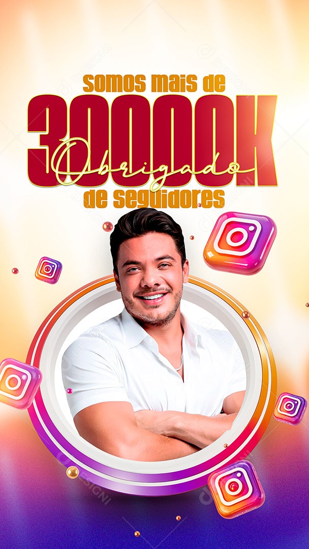 Story Obrigado Somos mais 30000K de Seguidores Social Media PSD Editável