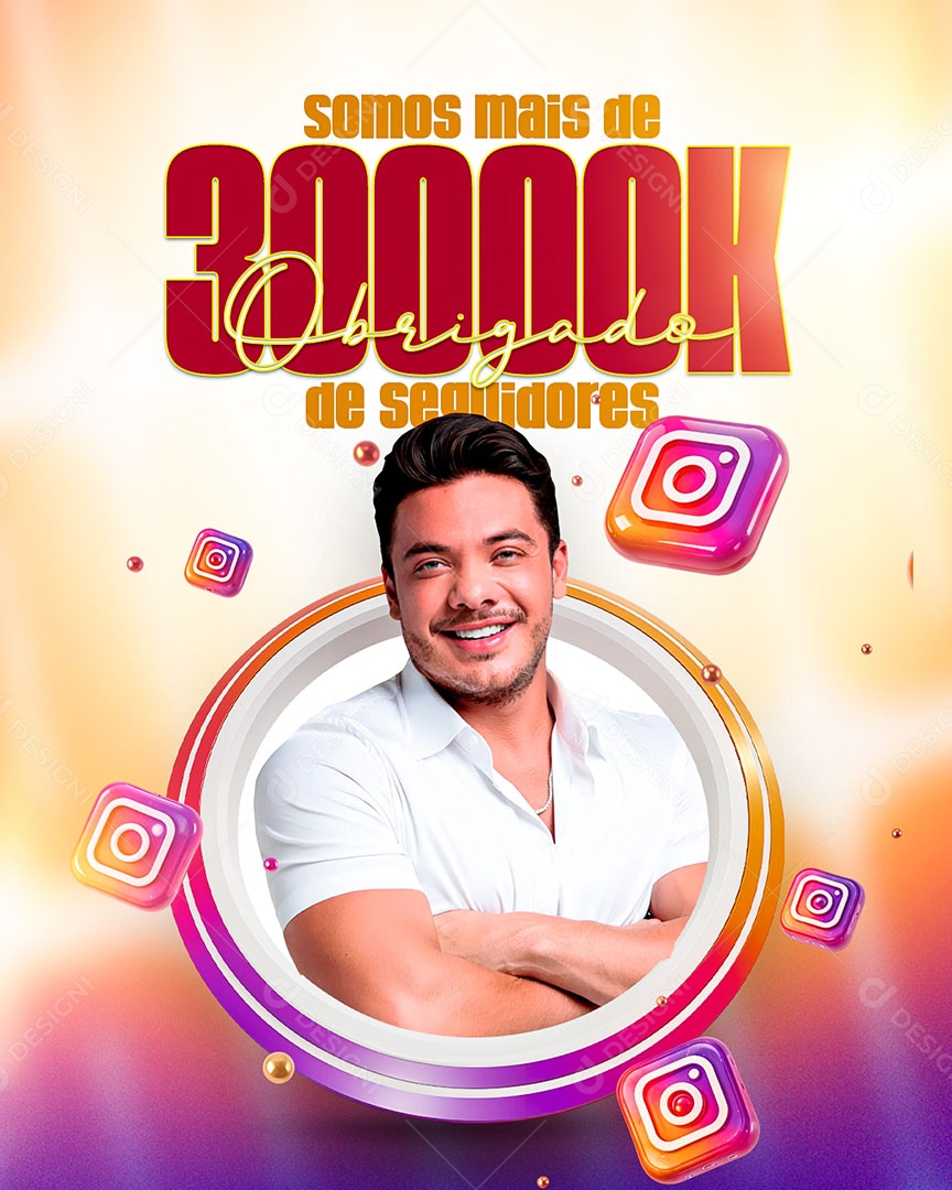 Obrigado Somos mais 30000K de Seguidores Social Media PSD Editável