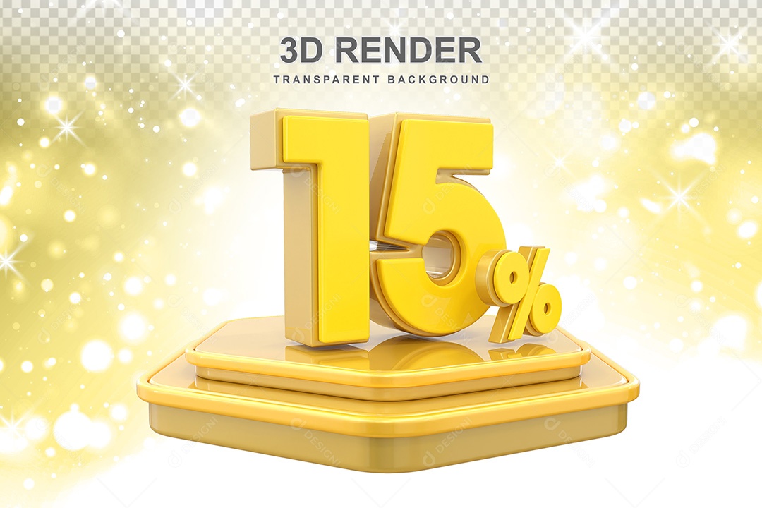 Número 3D 15% Amarelo Elemento Para Composição PSD