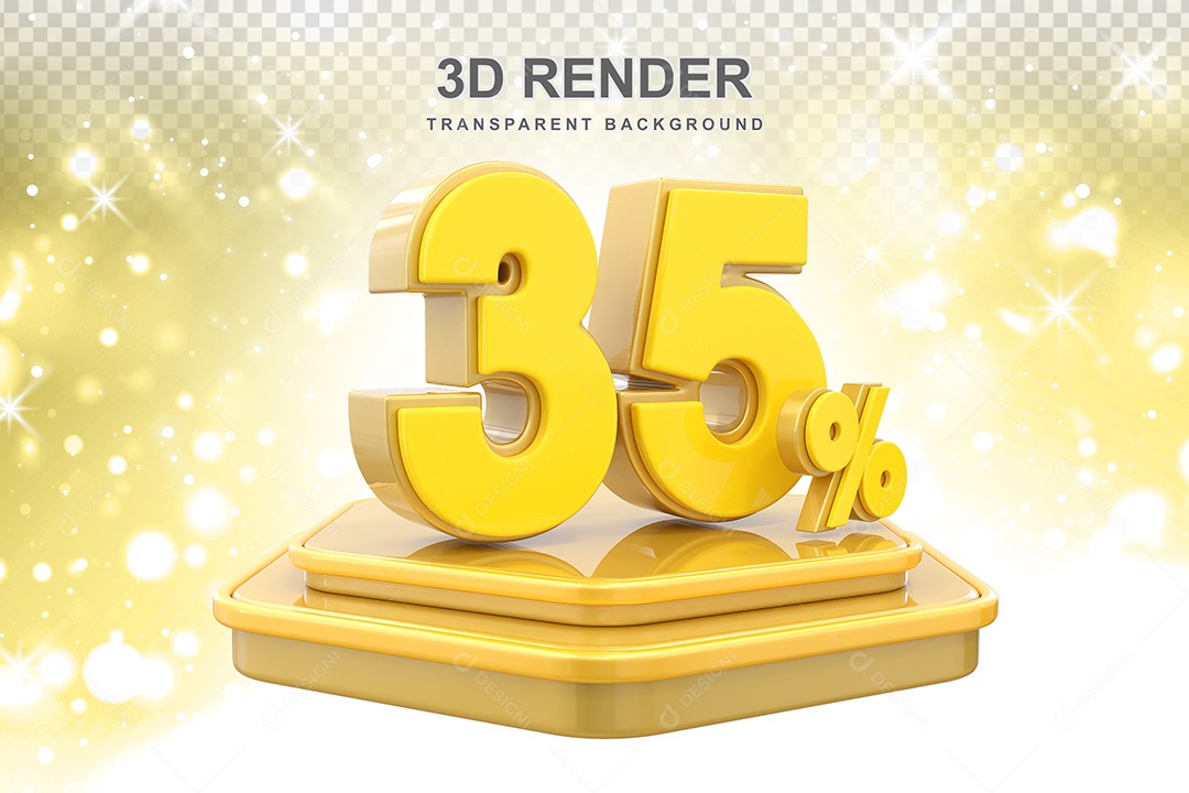 Número 3D 35% Amarelo Elemento Para Composição PSD