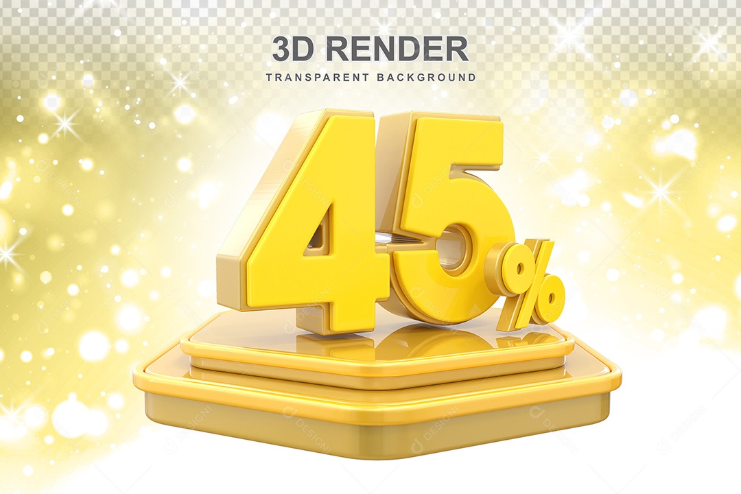 Número 3D 50% Amarelo Elemento Para Composição PSD