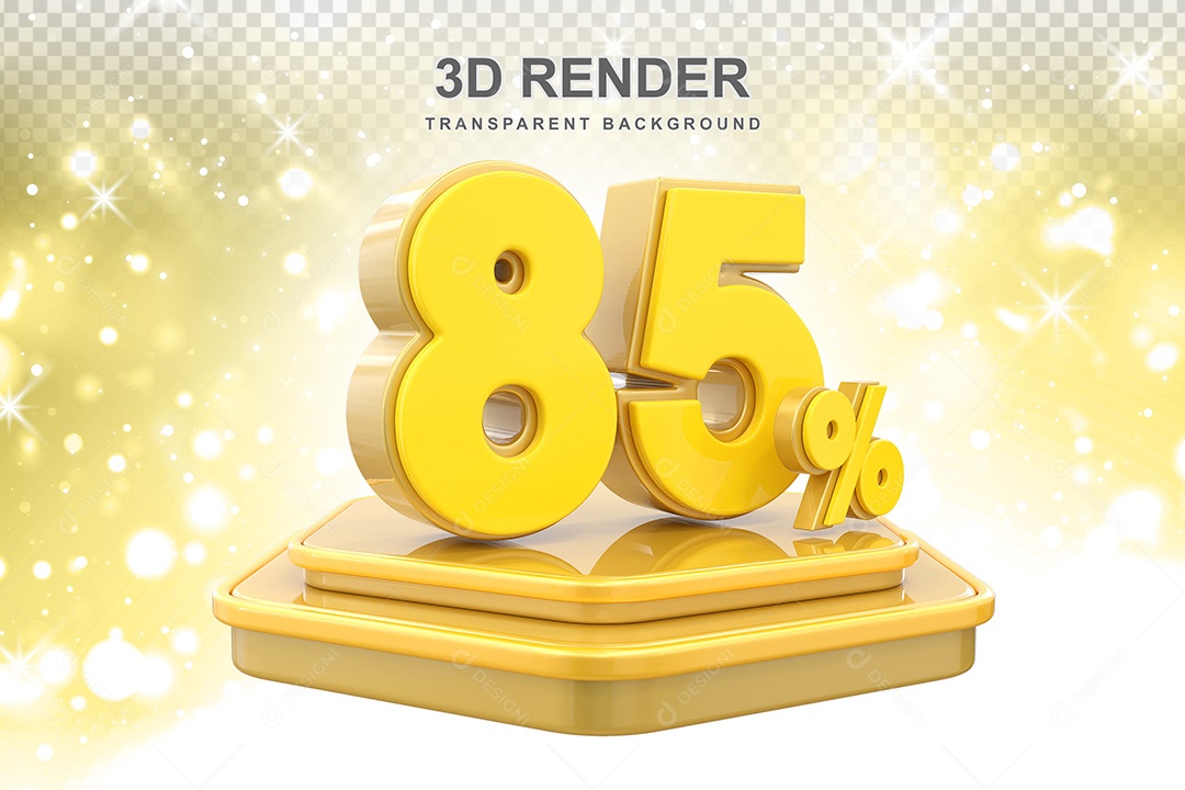 Número 3D 85% Amarelo Elemento Para Composição PSD