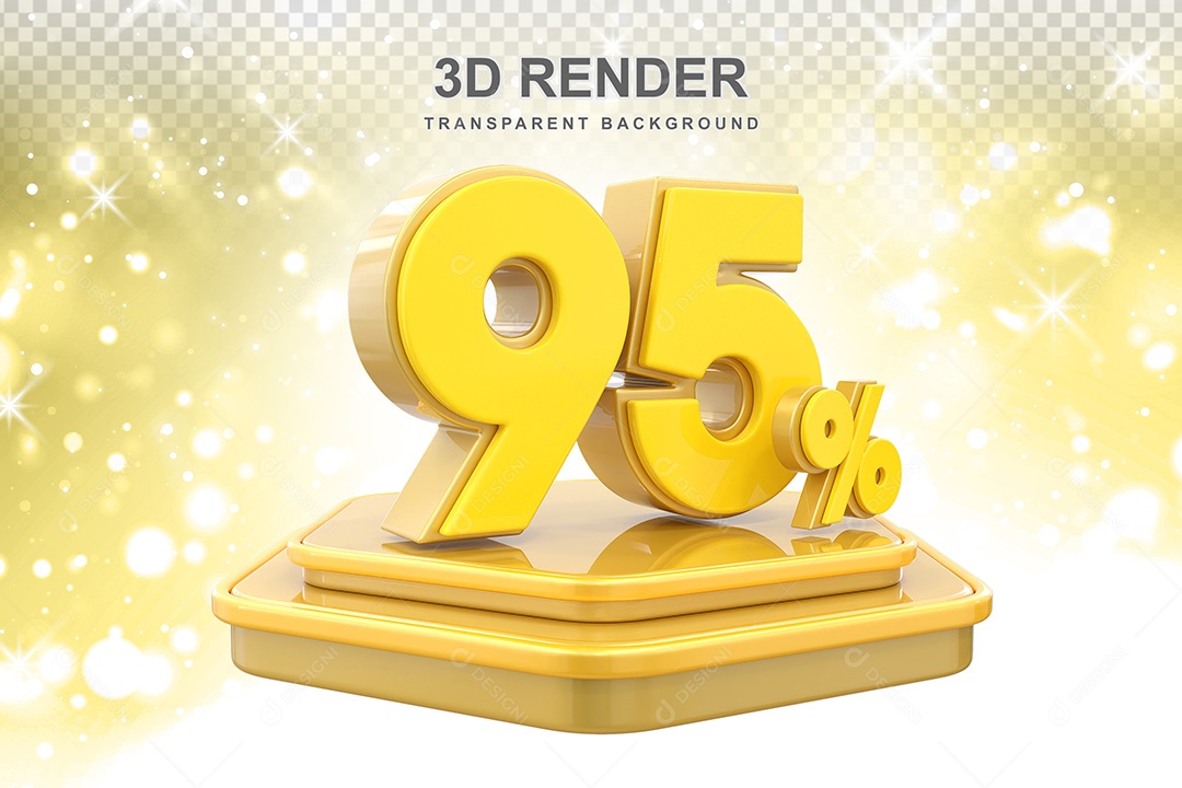 Número 3D 95% Amarelo Elemento Para Composição PSD