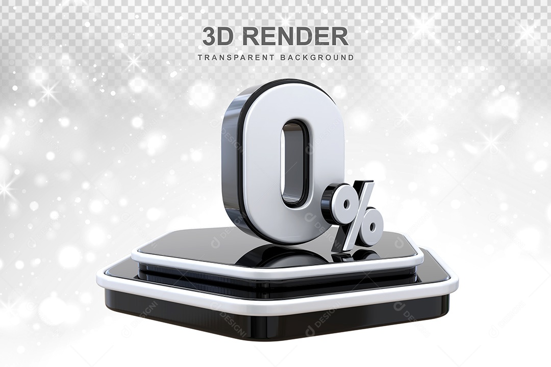 Número 3D 0% Preto e Branco Elemento Para Composição PSD