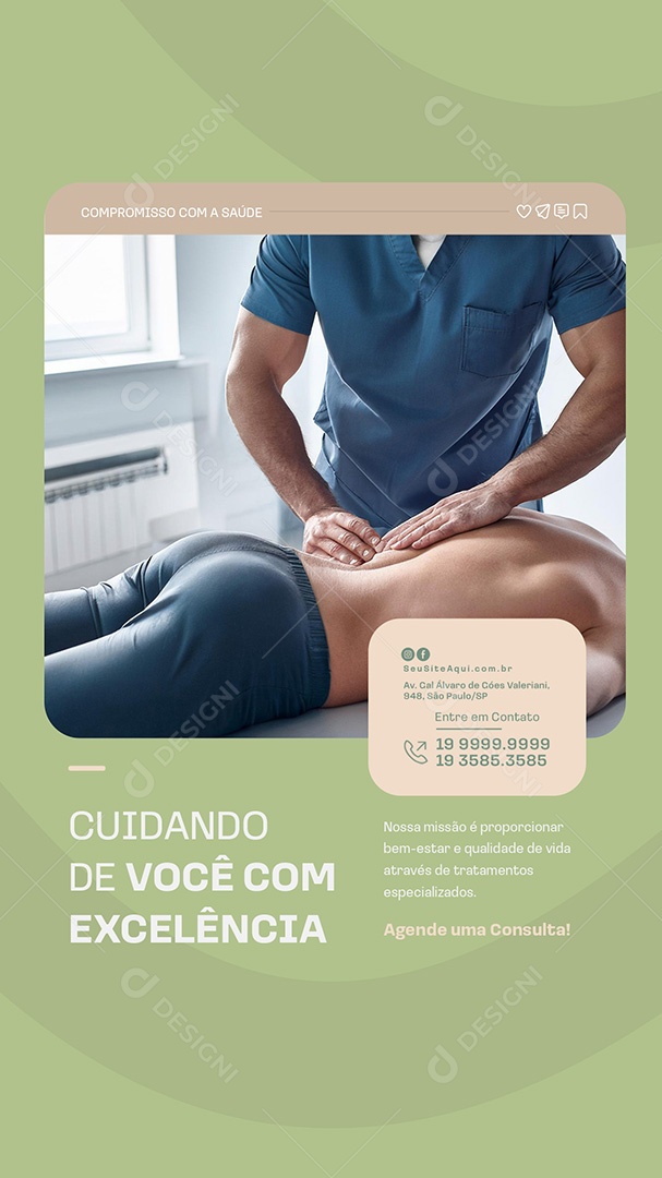 Story Clinica Fisioterapia Cuidando de Você com Excelência Social Media PSD Editável
