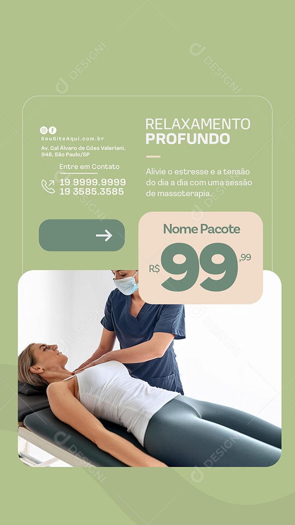 Story Clinica Fisioterapia Relaxamento Profundo Social Media PSD Editável