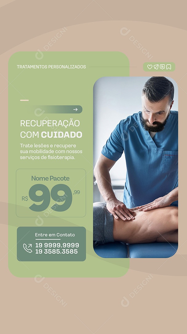 Story Clinica Fisioterapia Recuperação com Cuidado Social Media PSD Editável