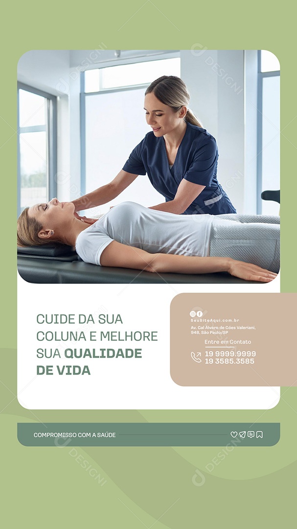 Story Clinica Fisioterapia Cuide da Sua Coluna Social Media PSD Editável