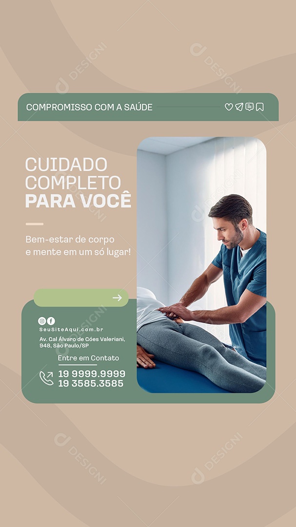 Story Social Media Clinica Fisioterapia Cuidado Completo para Você PSD Editável