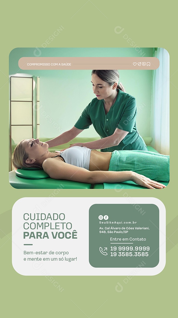 Story Clinica Fisioterapia Cuidado Completo Social Media PSD Editável