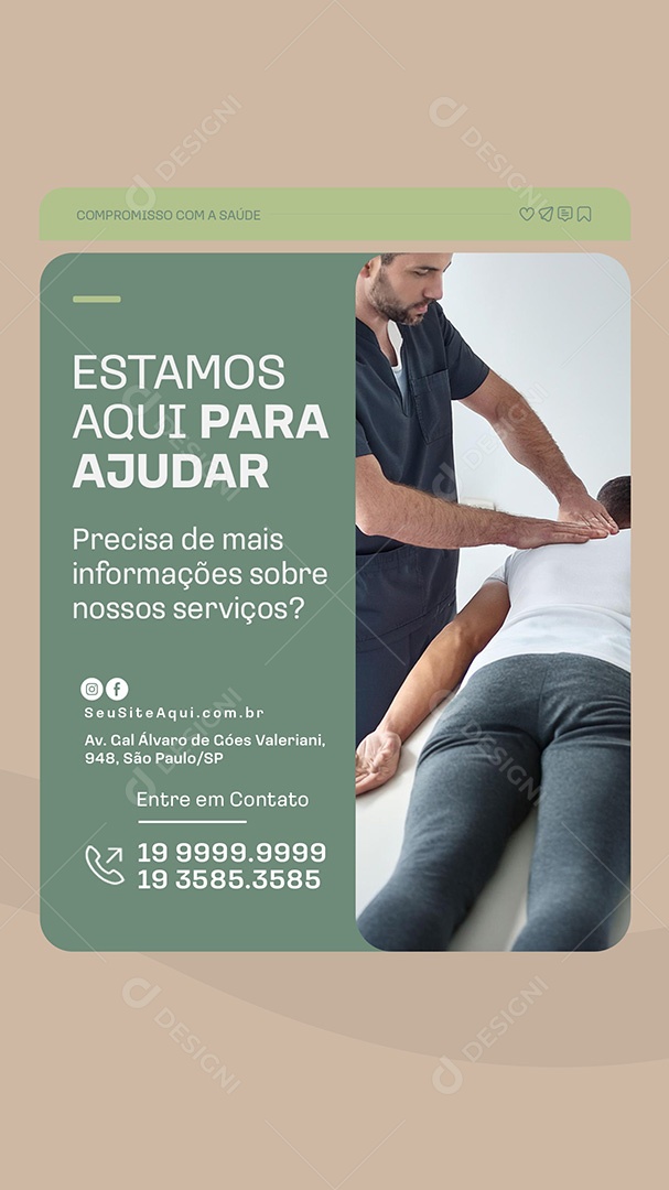 Story Clinica Fisioterapia Estamos Aqui para Ajudar Social Media PSD Editável