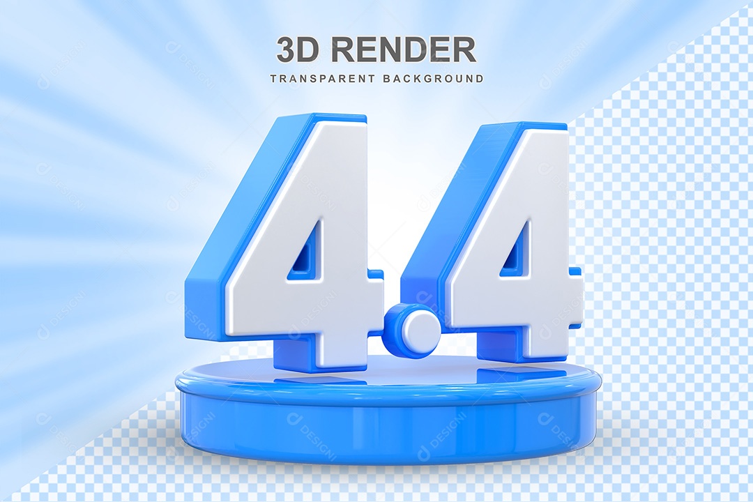 Número Azul 4 4 Elemento 3D para Composição PSD