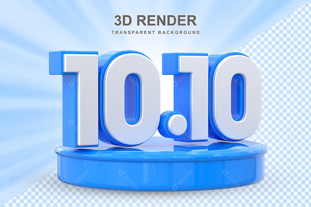 Número Azul 10 10 Elemento 3D para Composição PSD