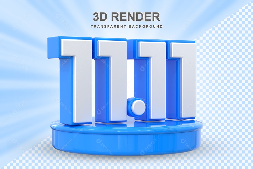 Número Azul 11 11 Elemento 3D para Composição PSD