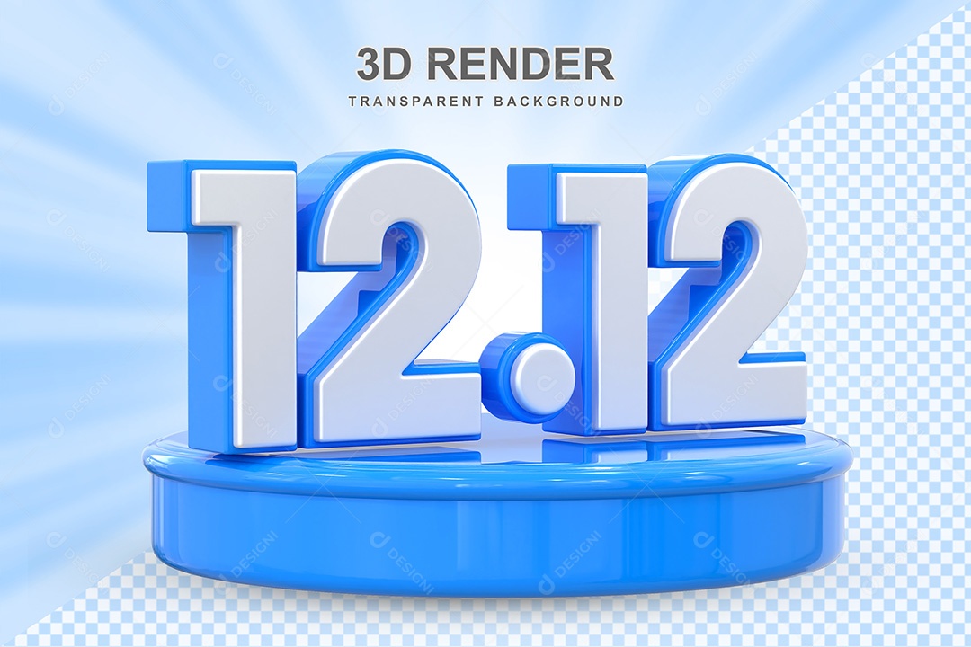 Número Azul 12 12 Elemento 3D para Composição PSD
