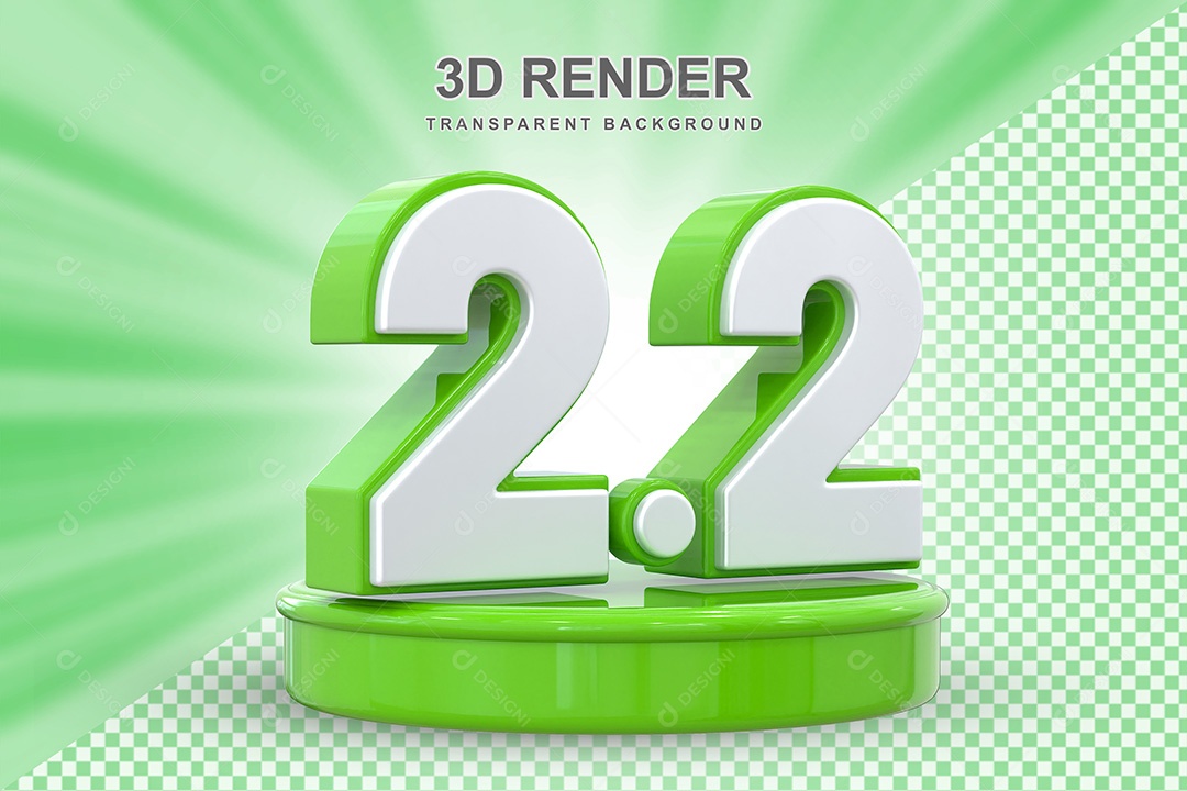 Número Verde 2 2 Elemento 3D para Composição PSD