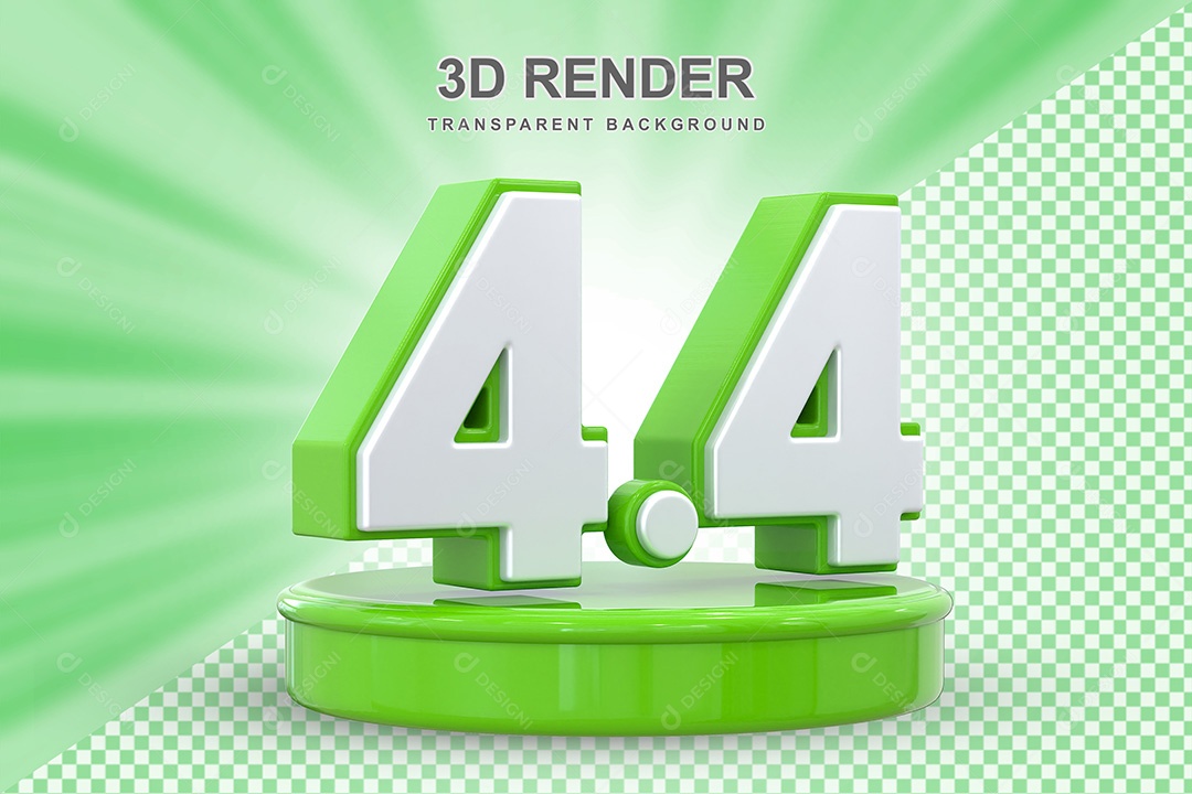 Número Verde 4 4 Elemento 3D para Composição PSD