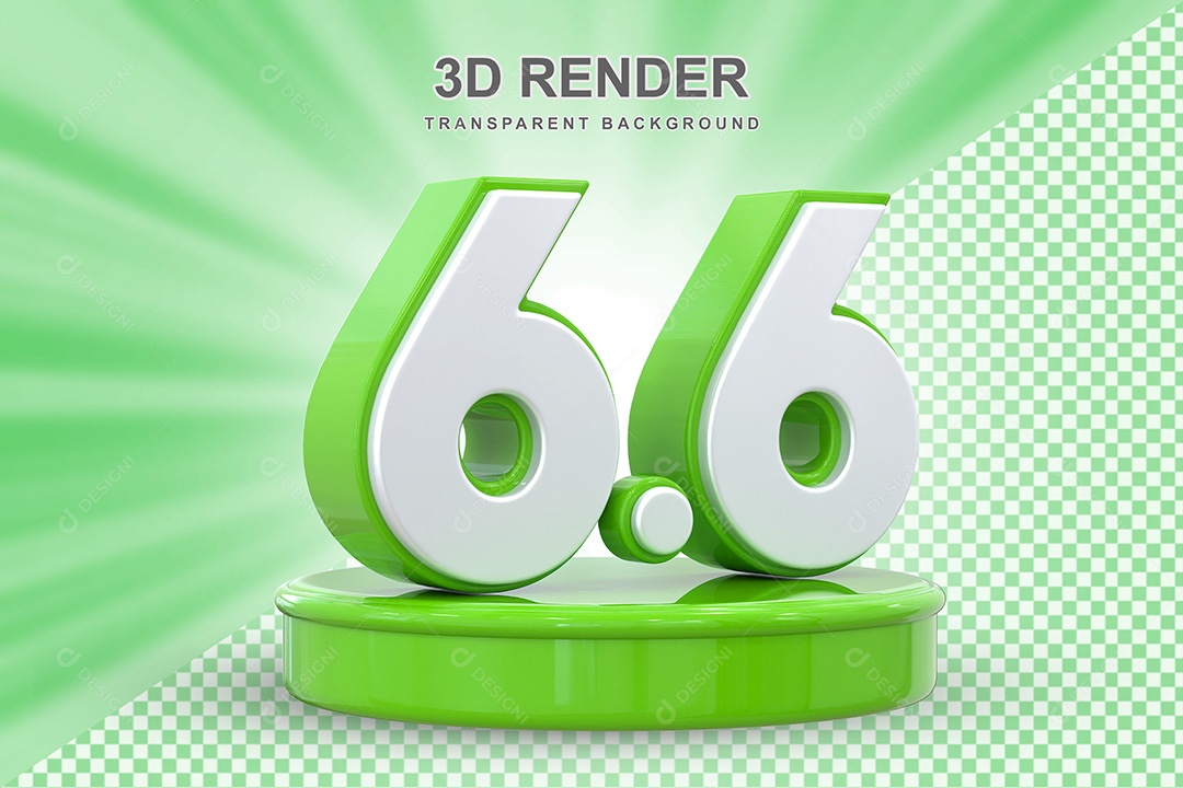 Número Verde 6 6 Elemento 3D para Composição PSD