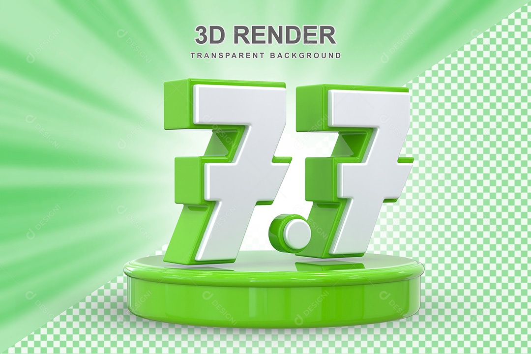 Número Verde 7 7 Elemento 3D para Composição PSD