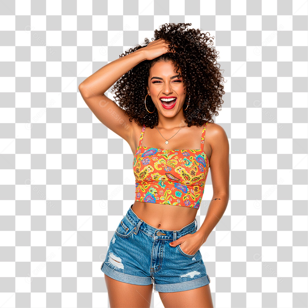 Mulher Negra Sorrindo PNG Transparente
