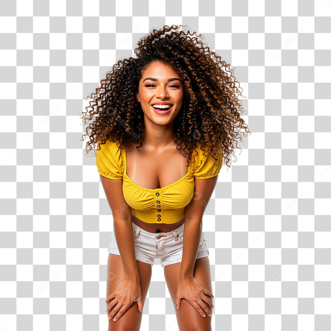 Mulher Negra Sorrindo PNG Transparente