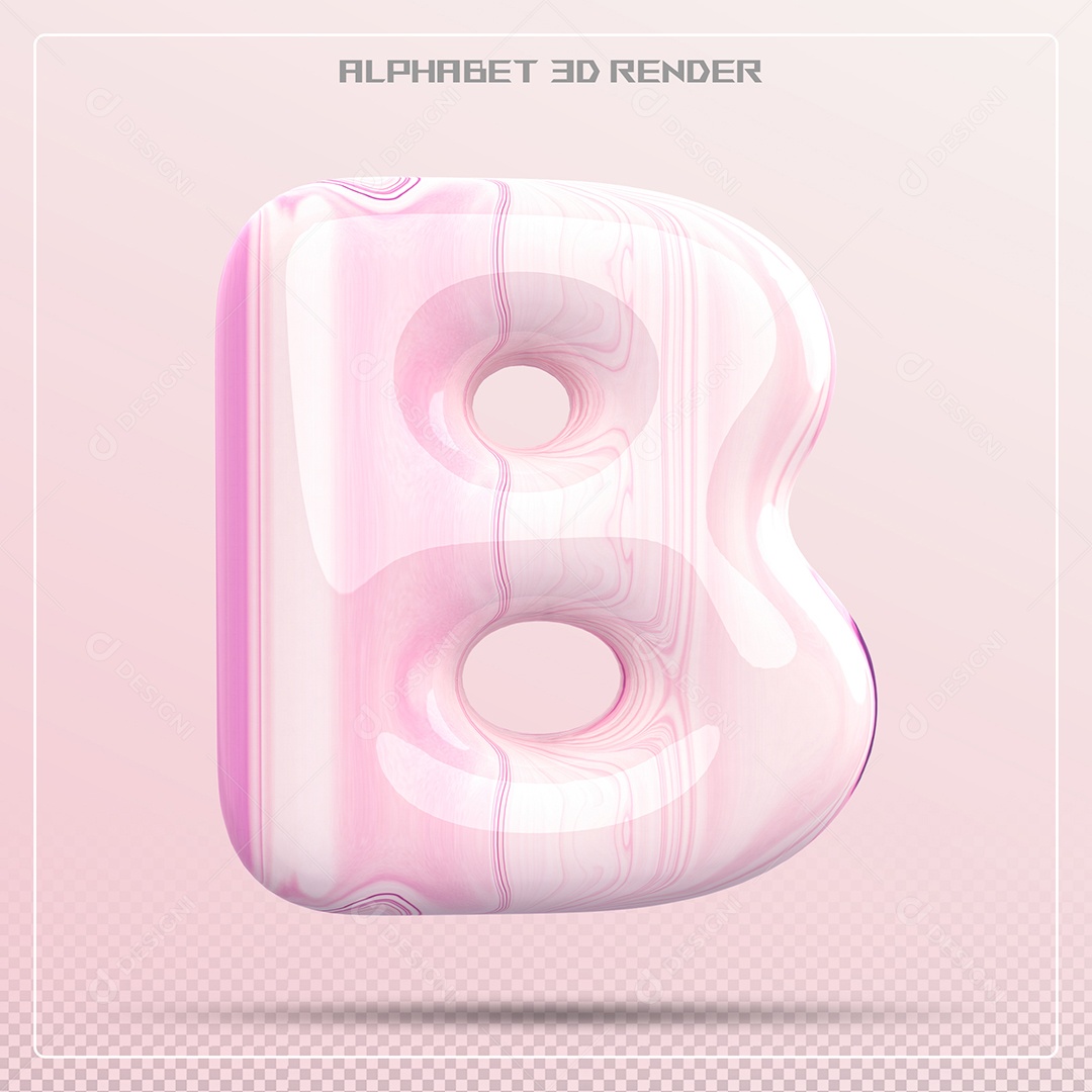 Letra Q Maiúscula Rosa Claro Elemento 3D Para Composição PSD