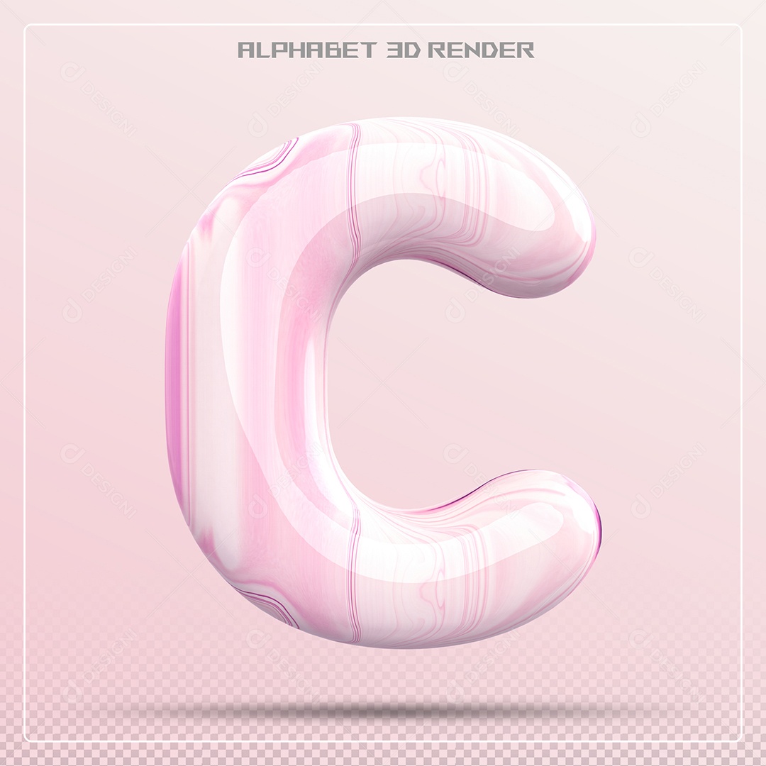 Letra C Maiúscula Rosa Claro Elemento 3D Para Composição PSD