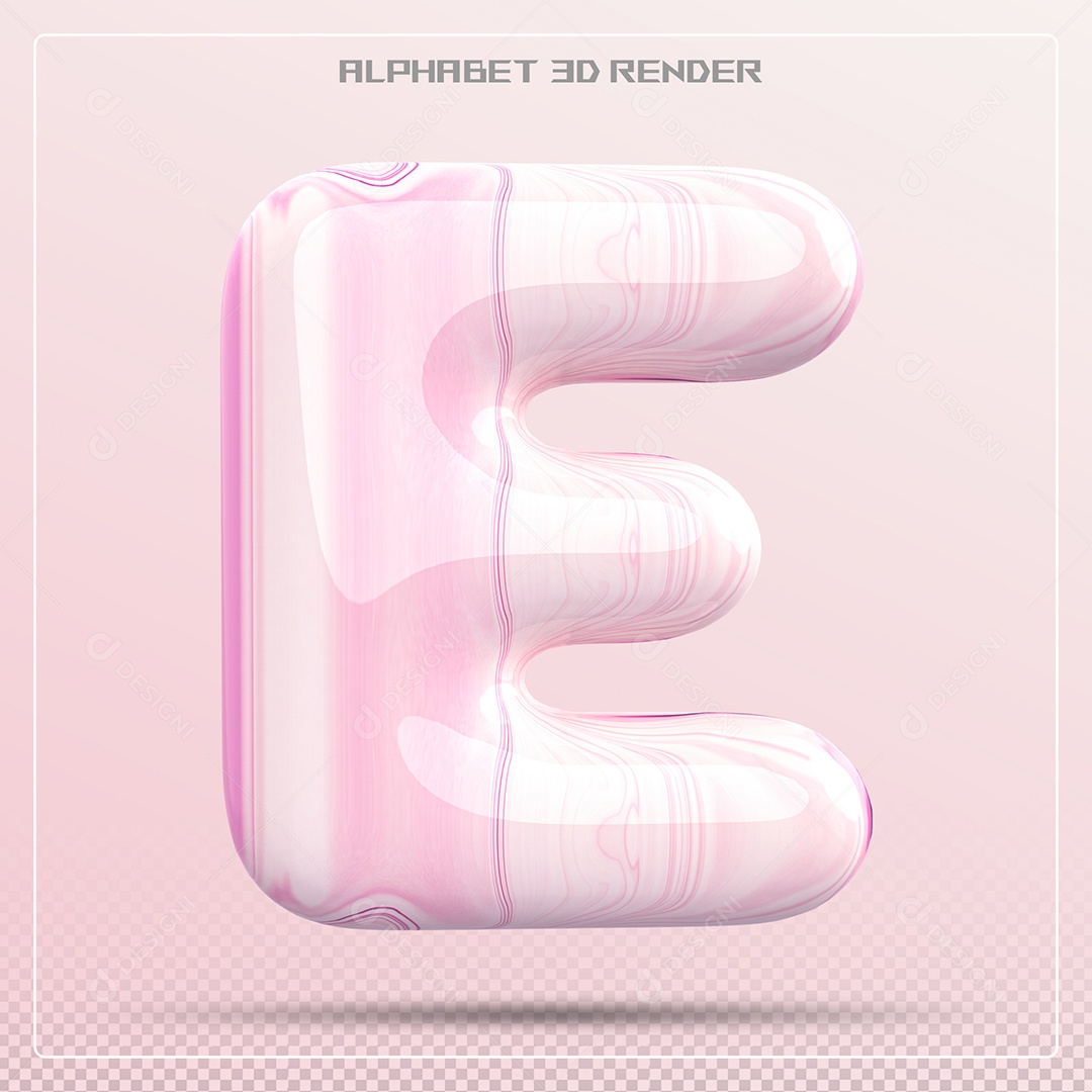 Letra E Maiúscula Rosa Claro Elemento 3D Para Composição PSD