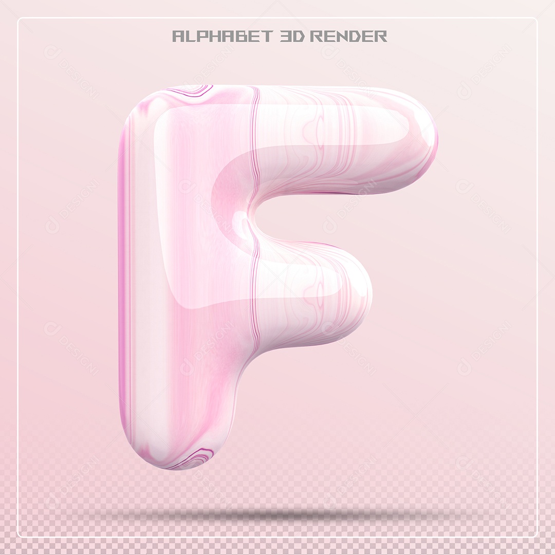 Letra F Maiúscula Rosa Claro Elemento 3D Para Composição PSD