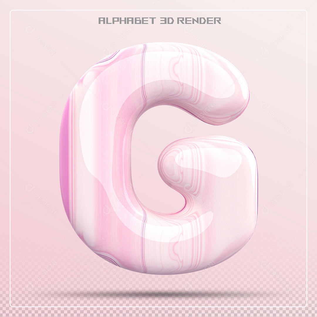Letra G Maiúscula Rosa Claro Elemento 3D Para Composição PSD