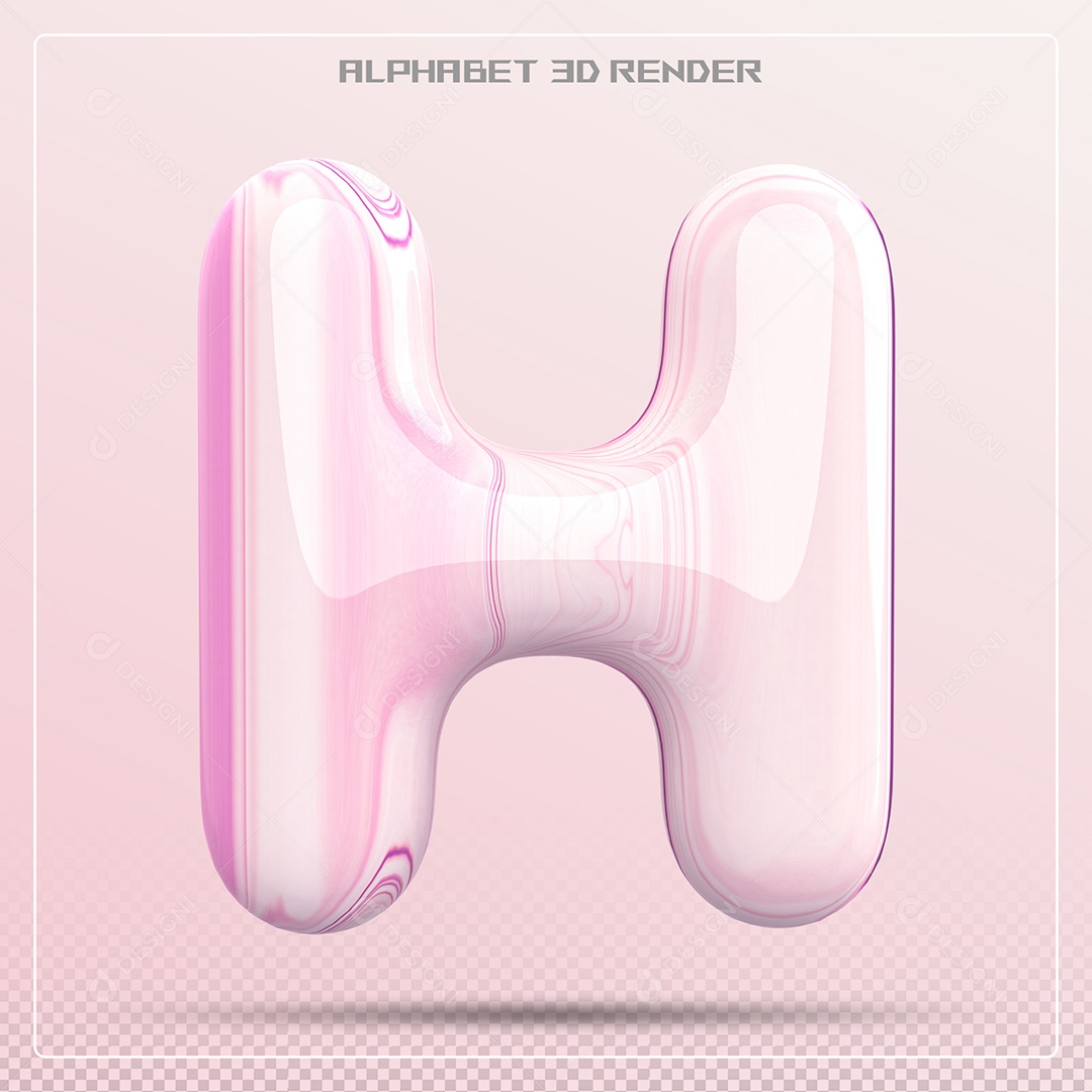 Letra H Maiúscula Rosa Claro Elemento 3D Para Composição PSD