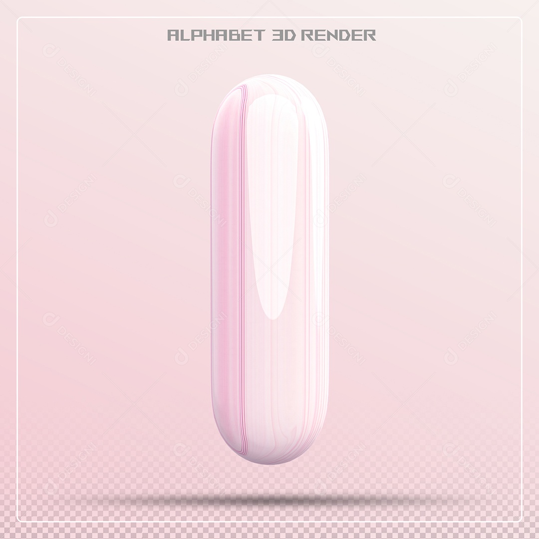 Letra I Maiúscula Rosa Claro Elemento 3D Para Composição PSD