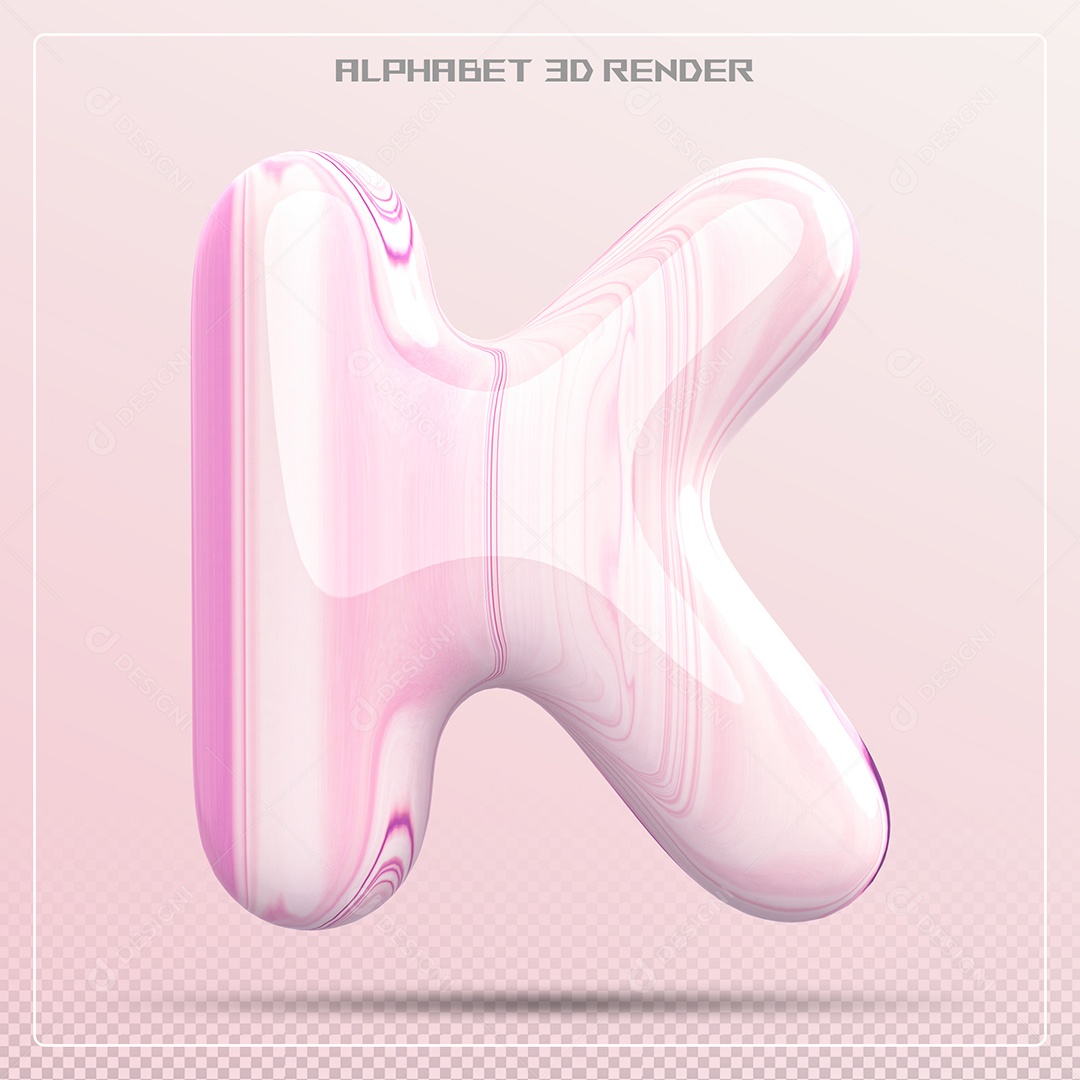 Letra K Maiúscula Rosa Claro Elemento 3D Para Composição PSD