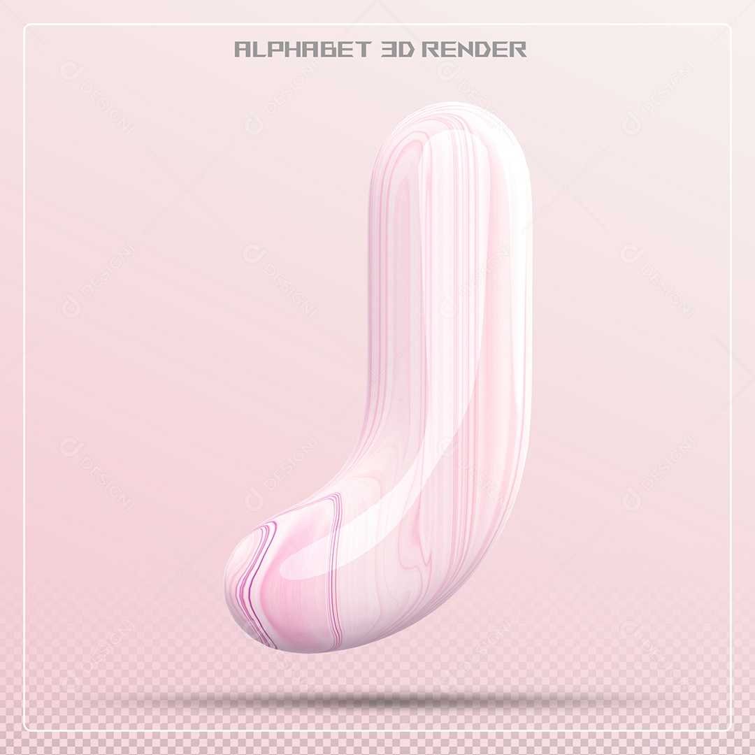 Letra J Maiúscula Rosa Claro Elemento 3D Para Composição PSD