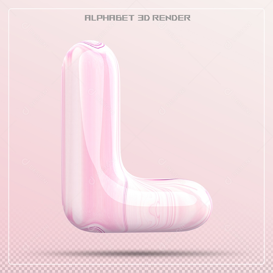 Letra L Maiúscula Rosa Claro Elemento 3D Para Composição PSD