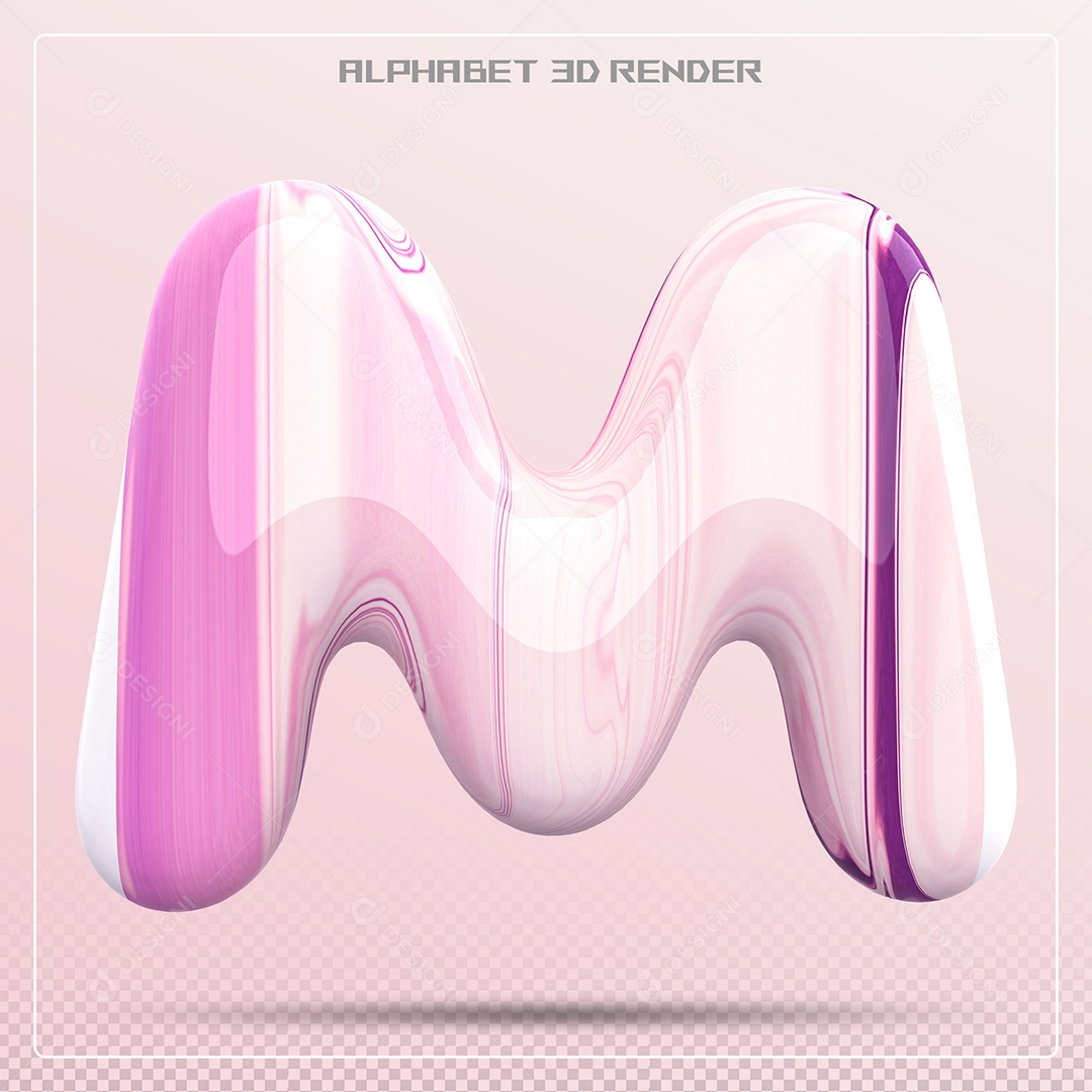 Letra M Maiúscula Rosa Claro Elemento 3D Para Composição PSD