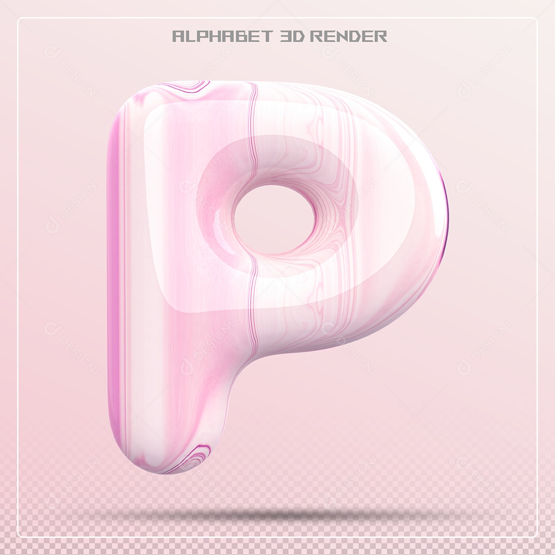 Letra 3D P Rosa Claro Para Composição PSD