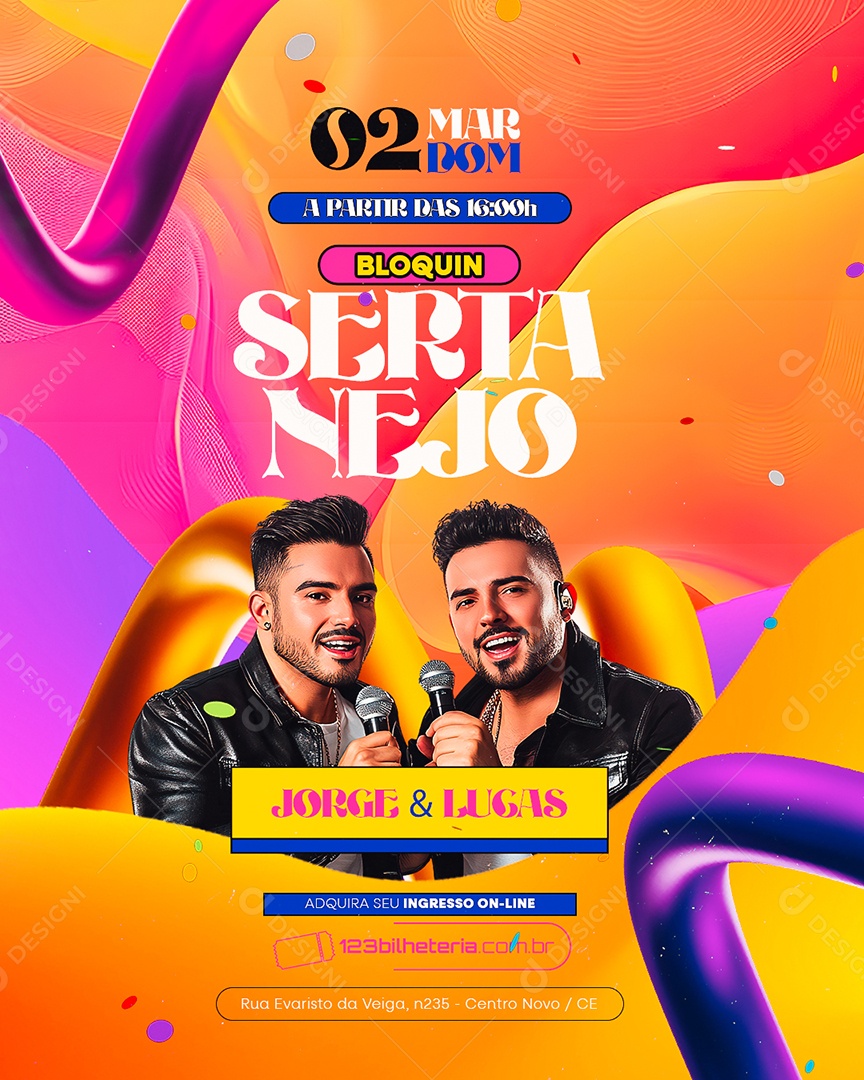 Flyer Carnaval Bloquin Sertanejo Social Media PSD Editável