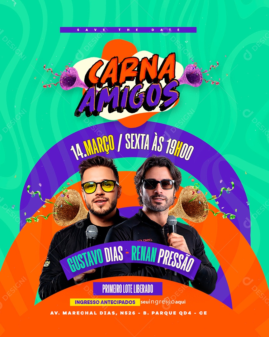 Flyer Carnaval Carna Amigos Social Media PSD Editável