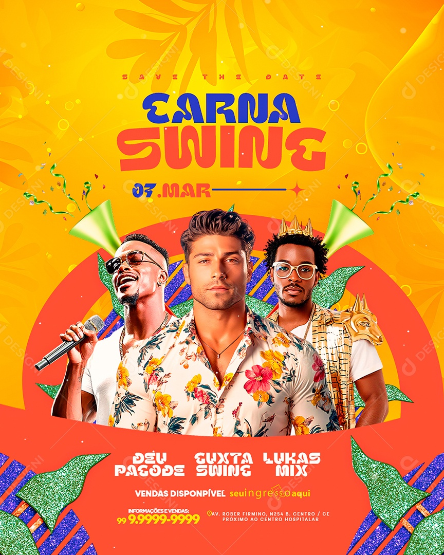Flyer Carnaval Carna Swing Social Media PSD Editável