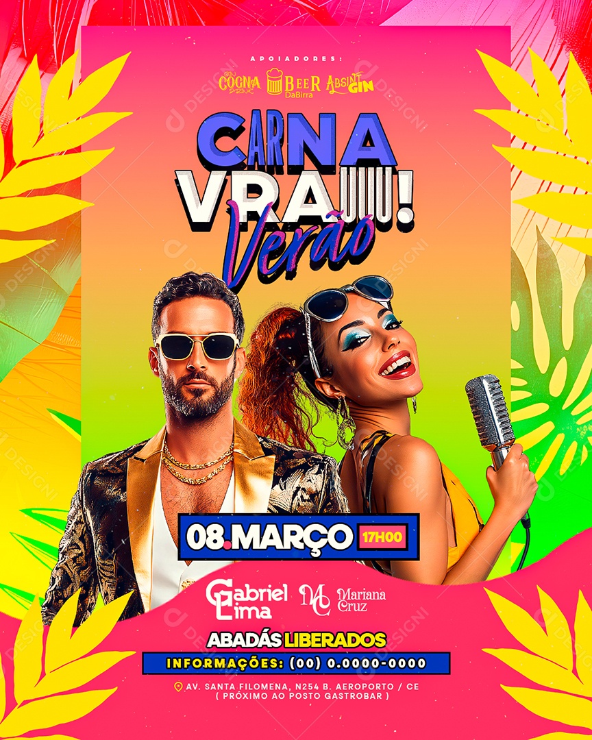 Flyer Carnaval Carna Vrau Verão Social Media PSD Editável