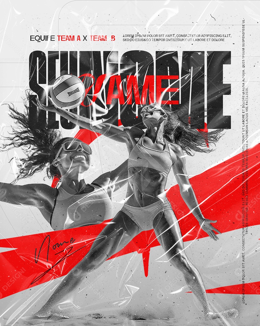 Volley Equipe Team A Team B Social Media PSD Editável