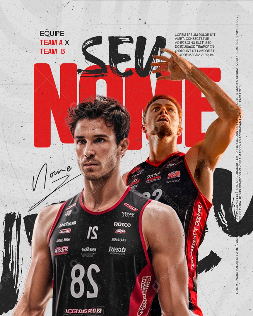 Social Media Volley Equipe Team A Team B PSD Editável