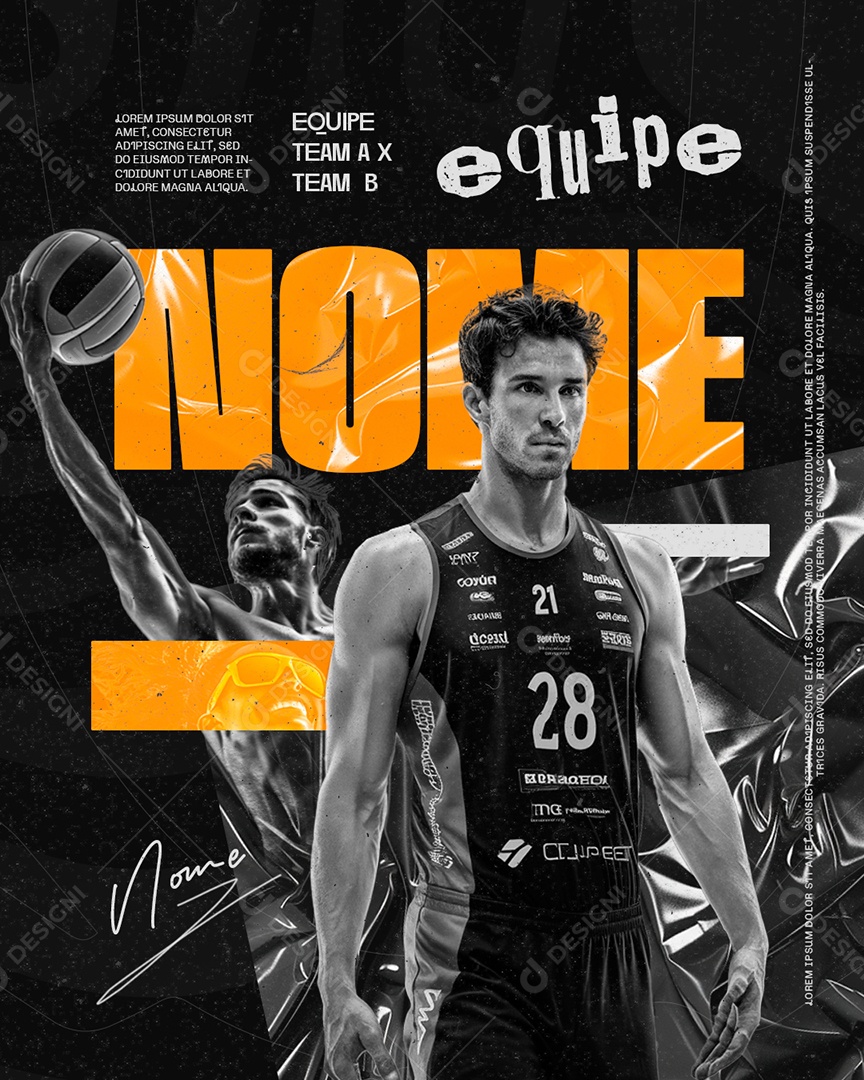 Volley Equipe Team A Team B Social Media PSD Editável