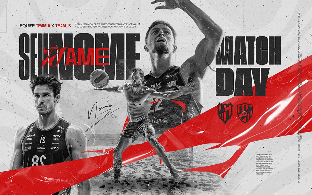 Carrossel Volley Equipe Team A Team B Social Media PSD Editável