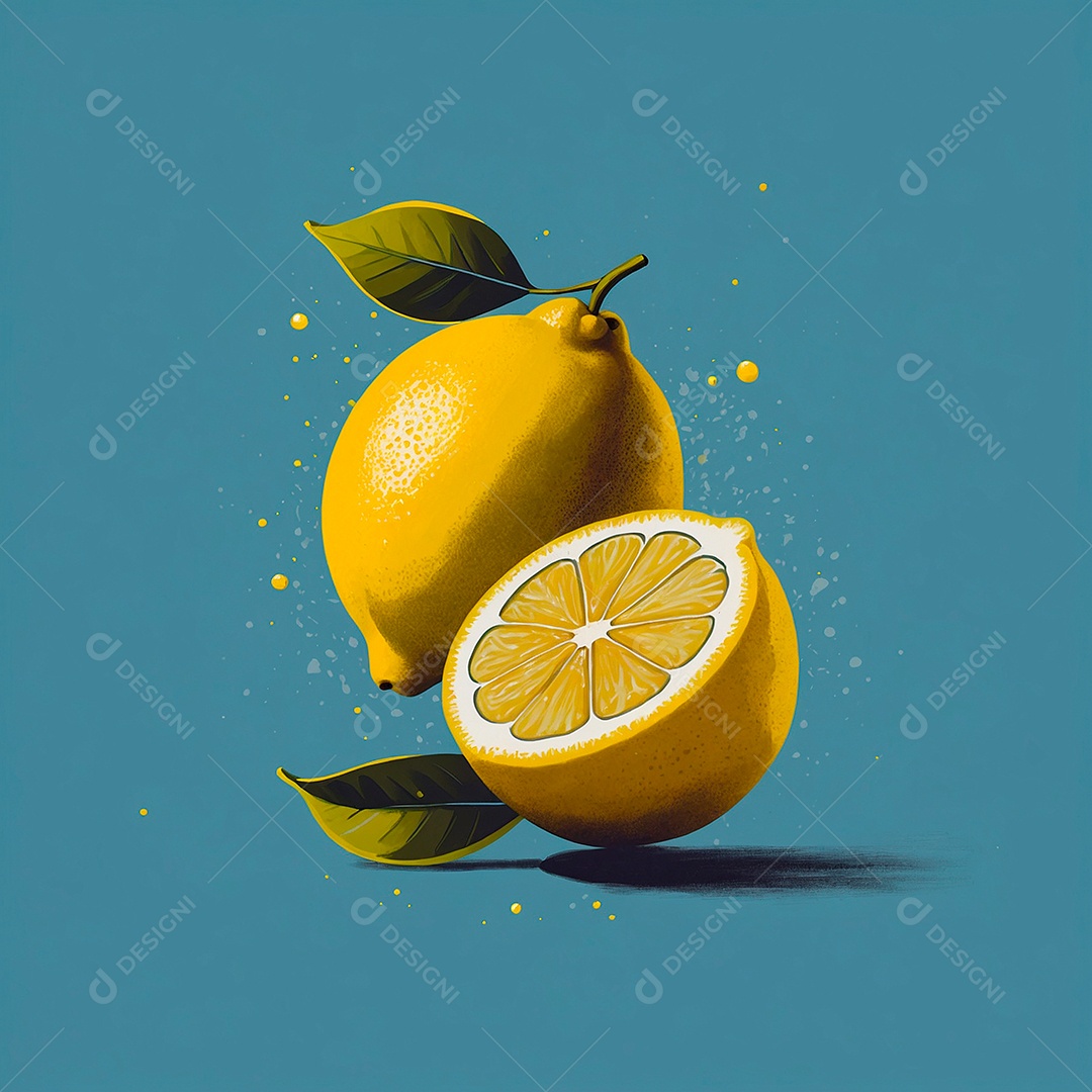 Limão ilustrado sobre fundo azul